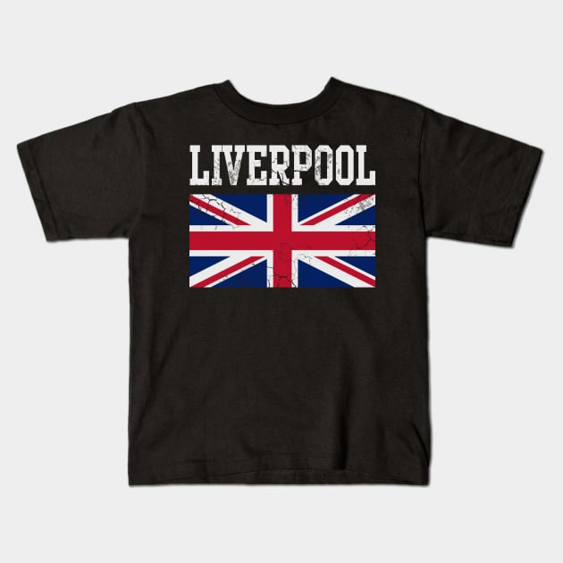 Liverpool United Kingdom Union Jack England Kids T-Shirt by E